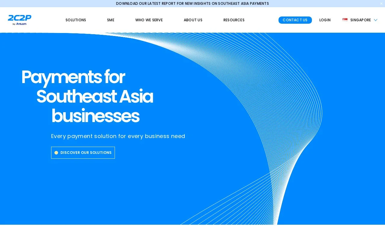 Screenshot of the 2C2P homepage