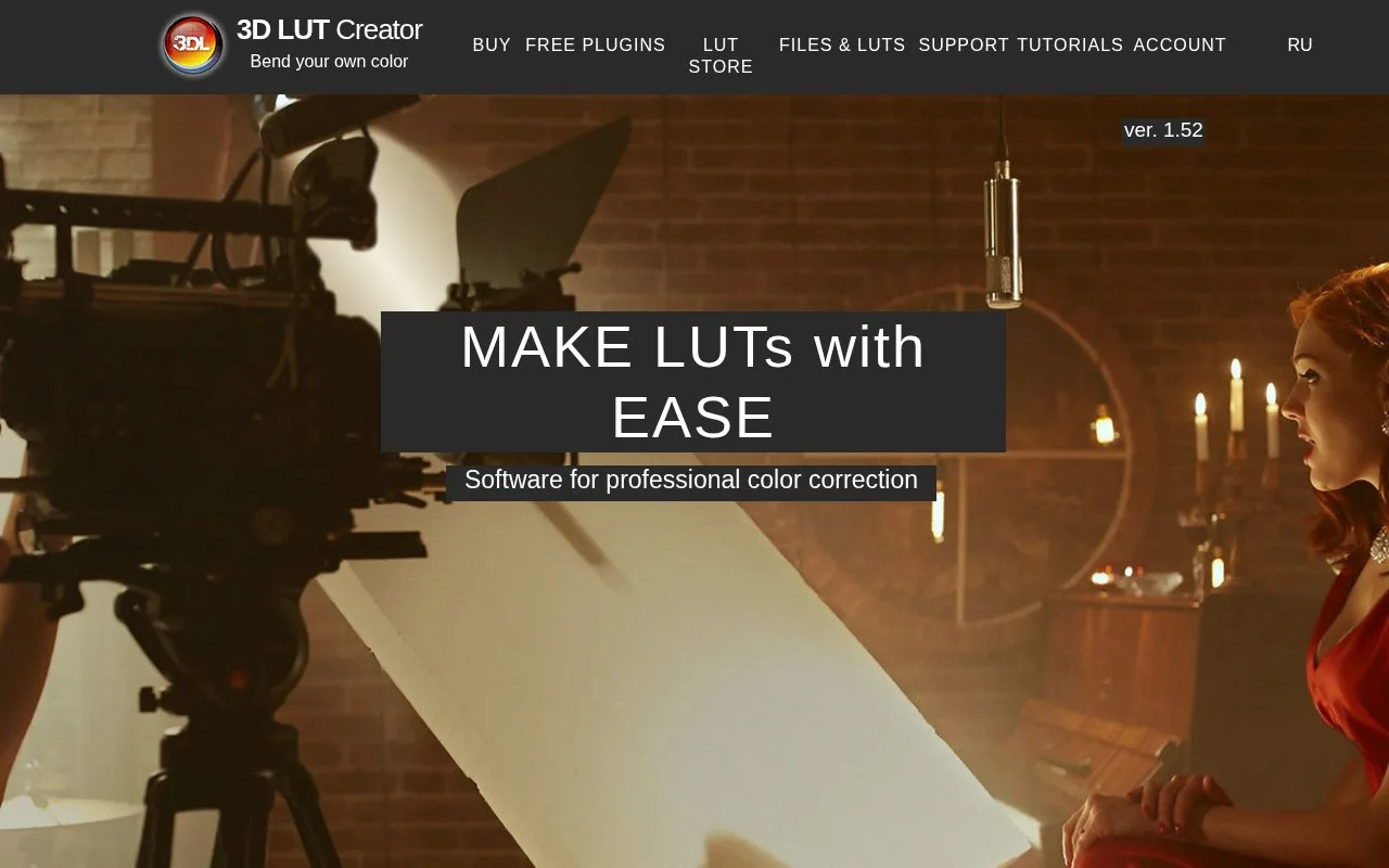 Screenshot of the 3D LUT Creator homepage
