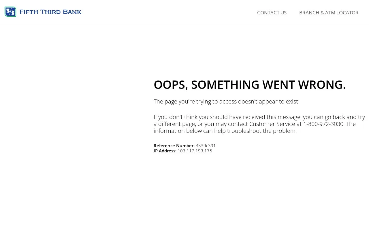 Screenshot of the Fifth Third Bank homepage