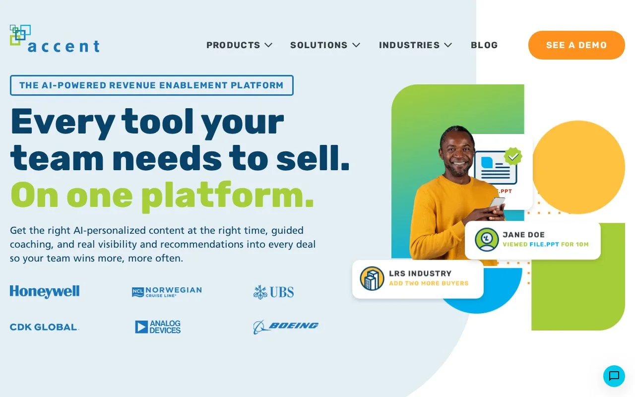 Screenshot of the Accent Technologies homepage