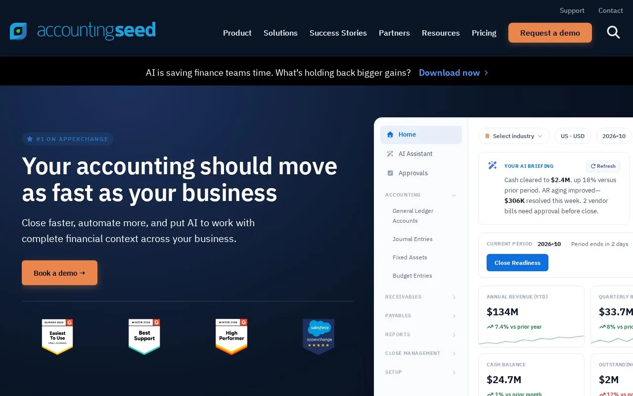 Screenshot of the Accounting Seed homepage