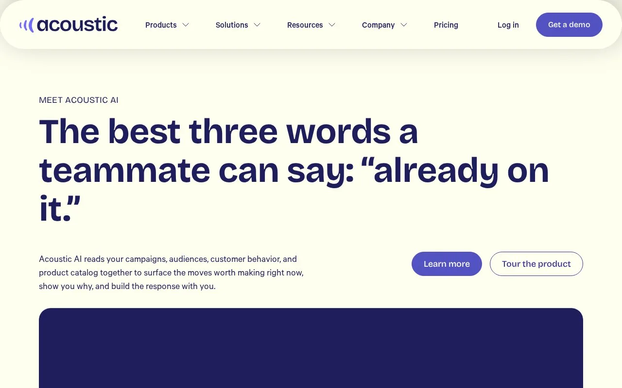 Screenshot of the Acoustic Connect homepage