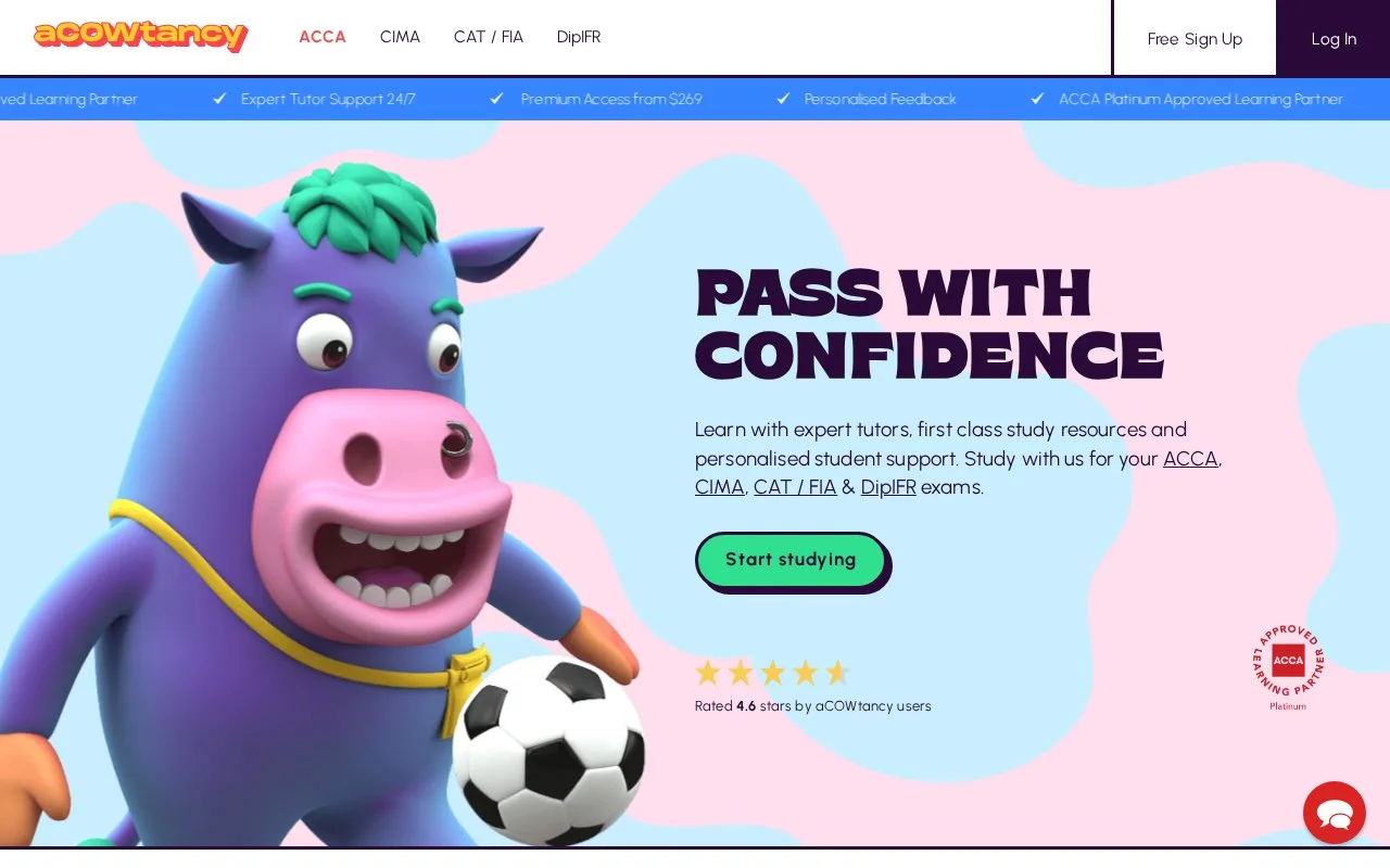 Screenshot of the aCOWtancy homepage