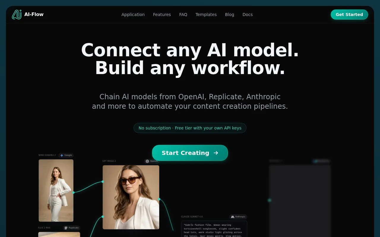 Screenshot of the AI-Flow homepage