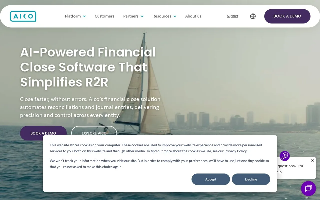 Screenshot of the Aico homepage