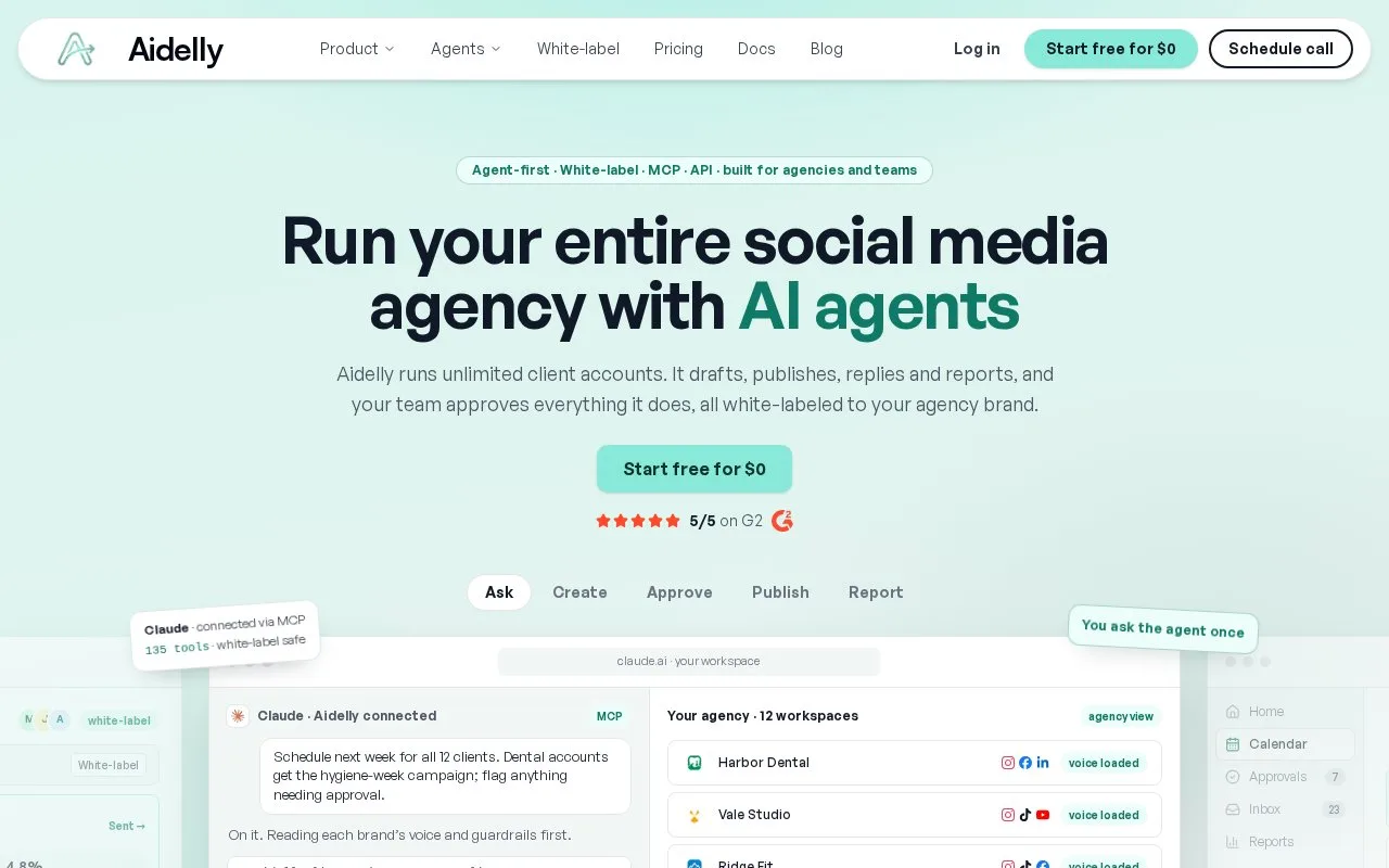 Screenshot of the Aidelly homepage