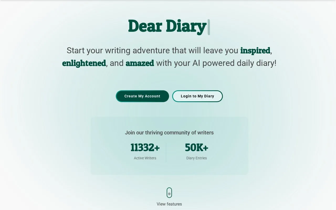 Screenshot of the AI Diary homepage