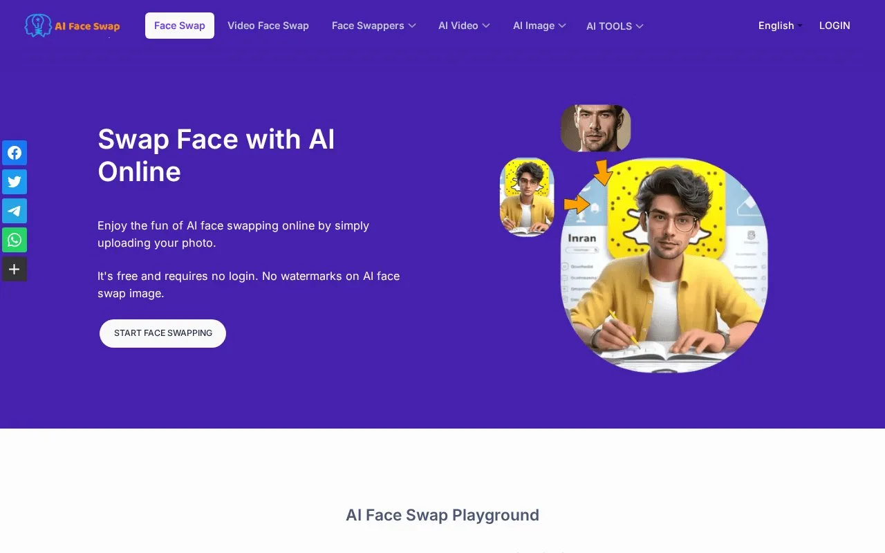 Screenshot of the AI Face Swap homepage