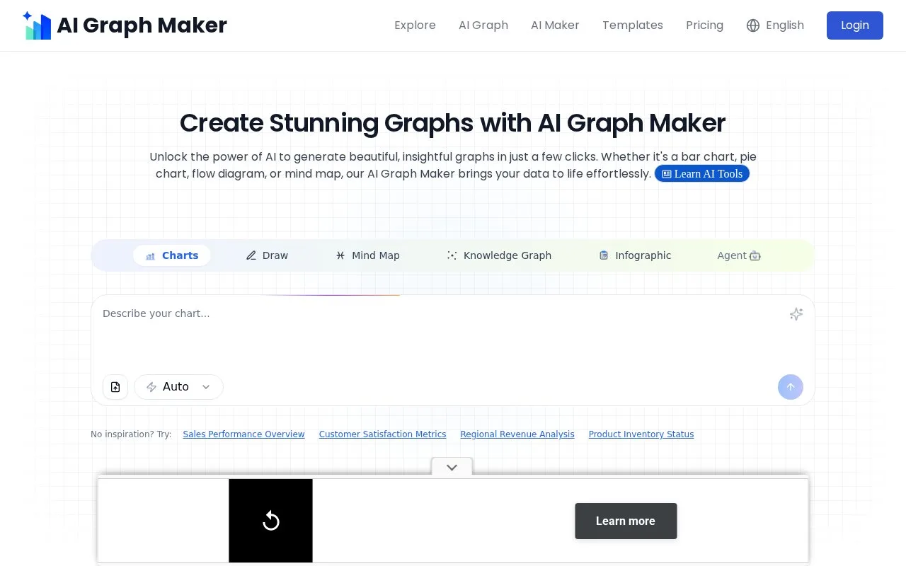 Screenshot of the AI Graph Maker homepage