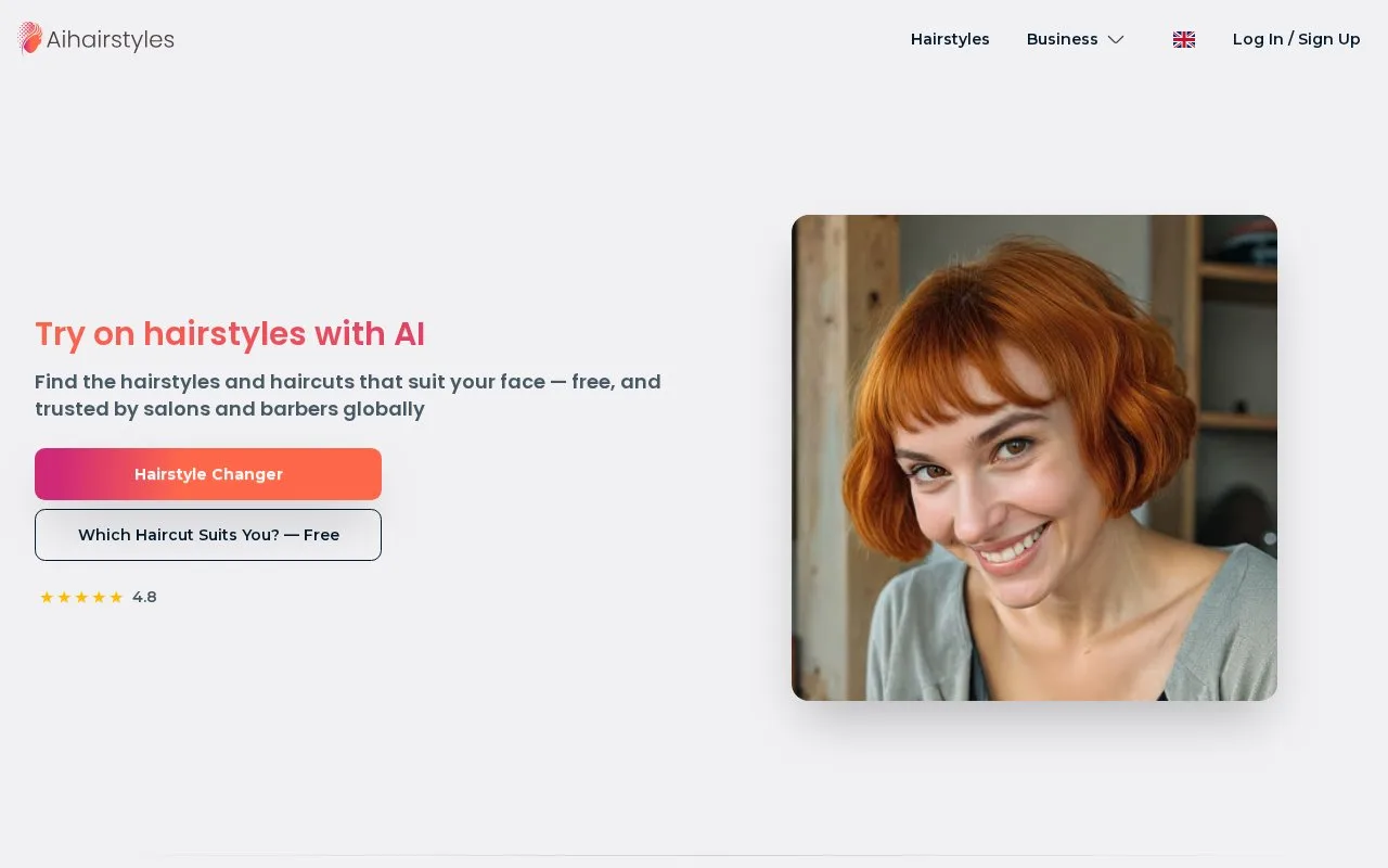 Screenshot of the AI Hairstyles homepage