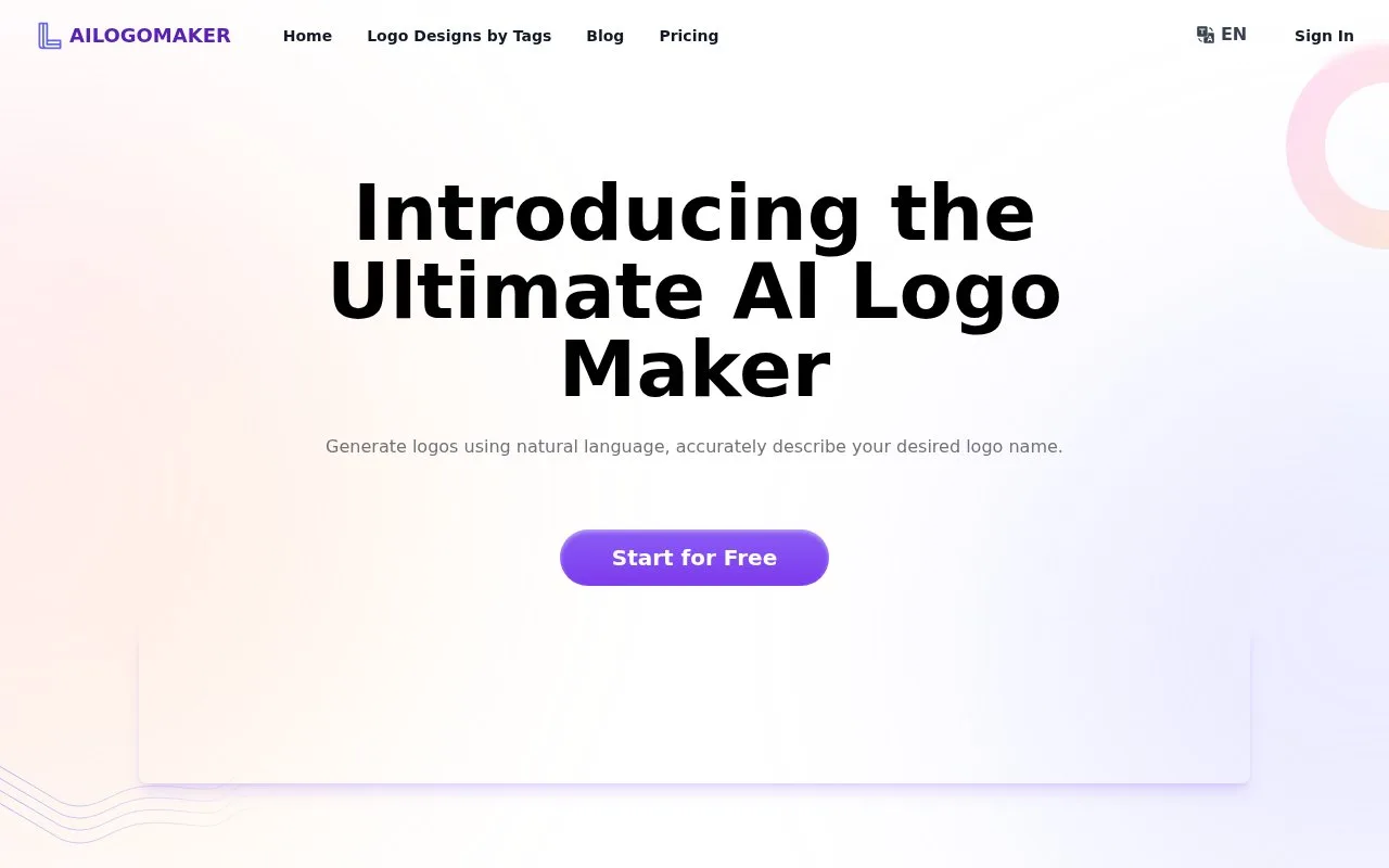 Screenshot of the AI Logo Maker homepage