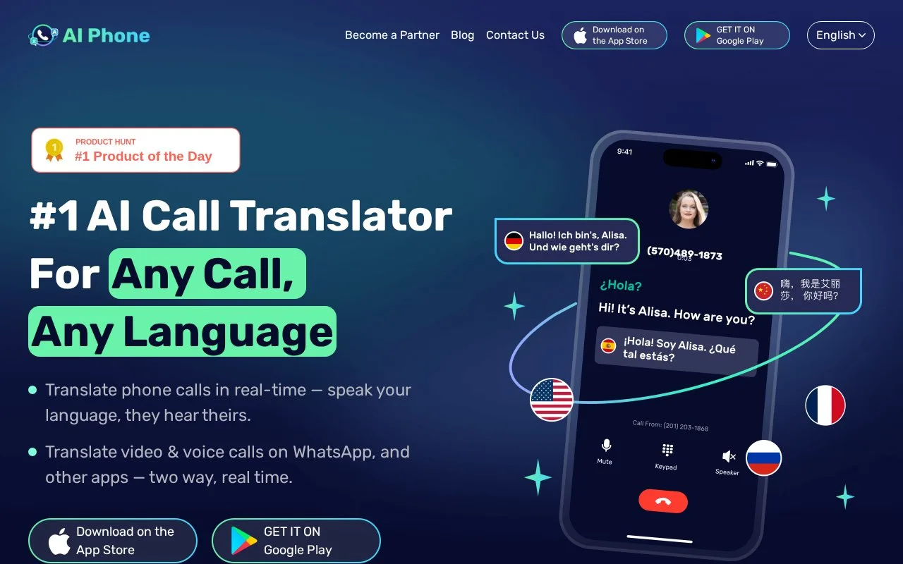 Screenshot of the AI Phone homepage