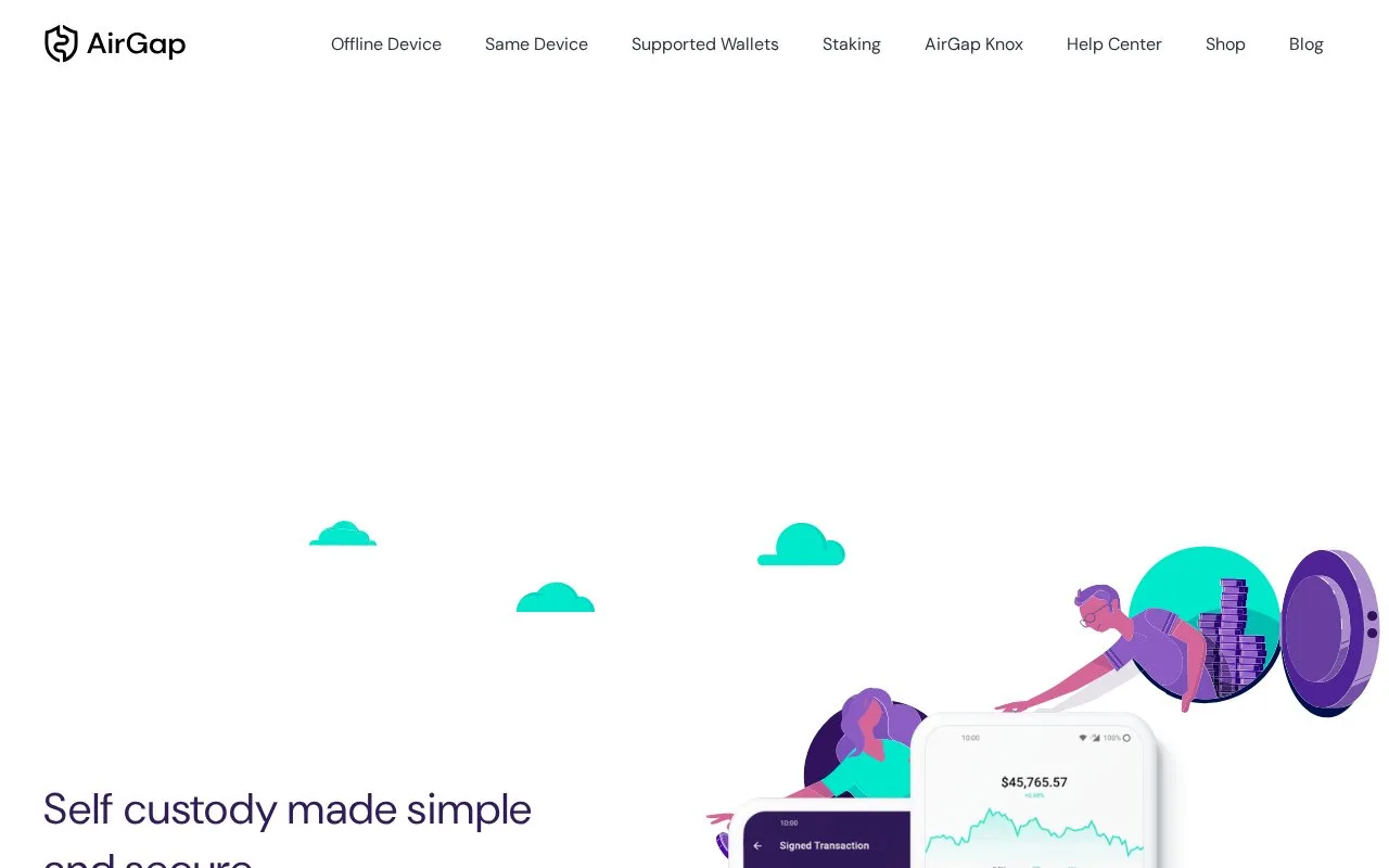 Screenshot of the AirGap homepage