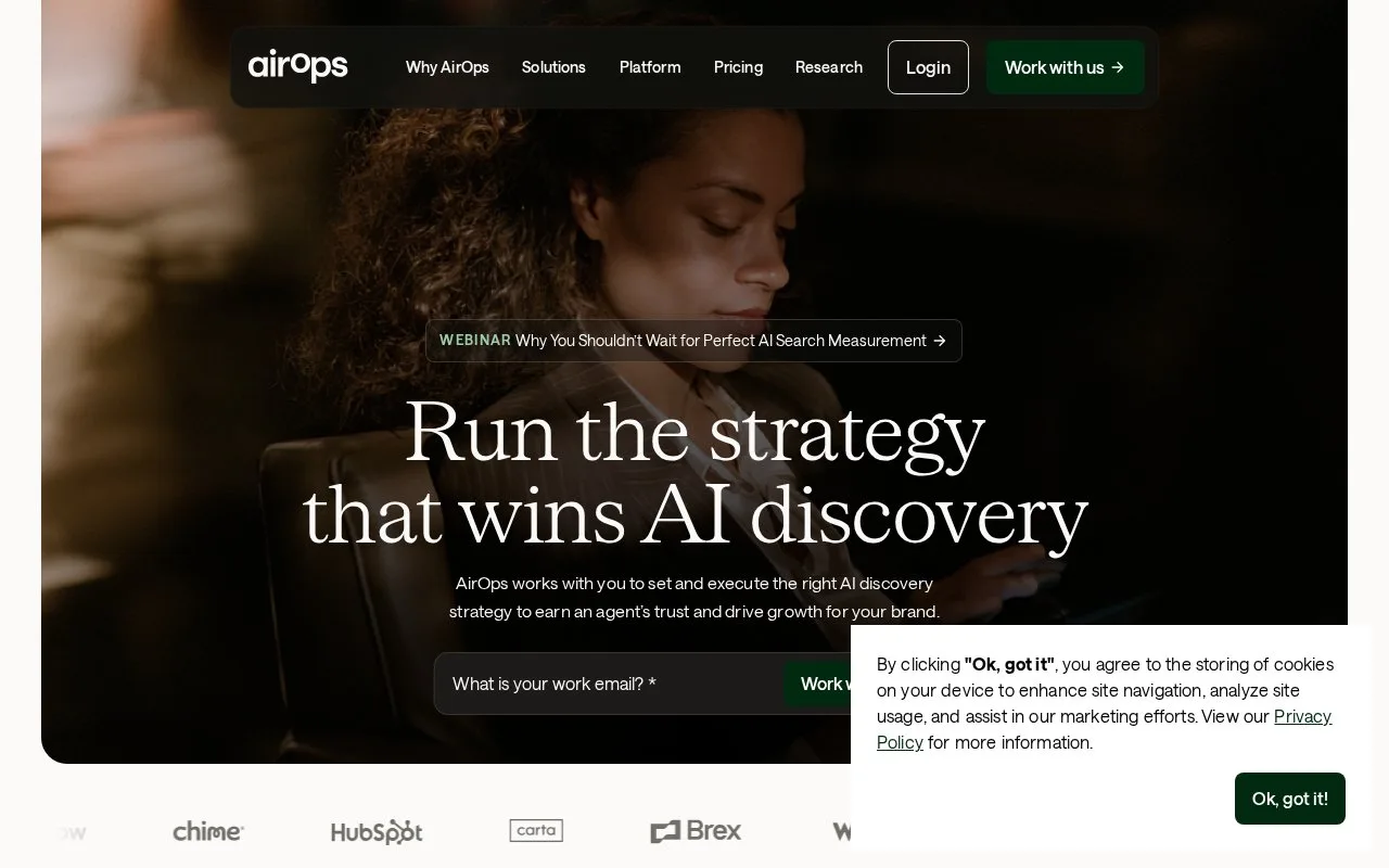Screenshot of the AirOps homepage