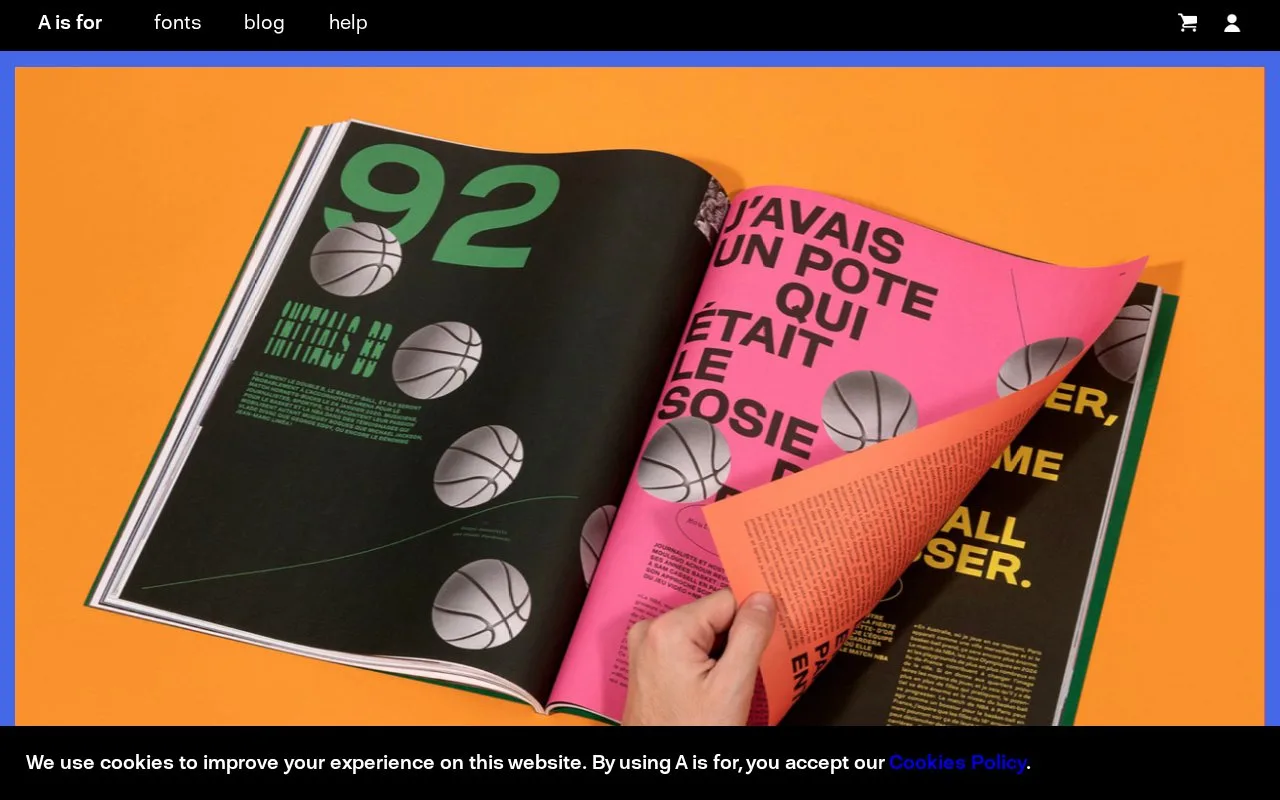 Screenshot of the A is for homepage