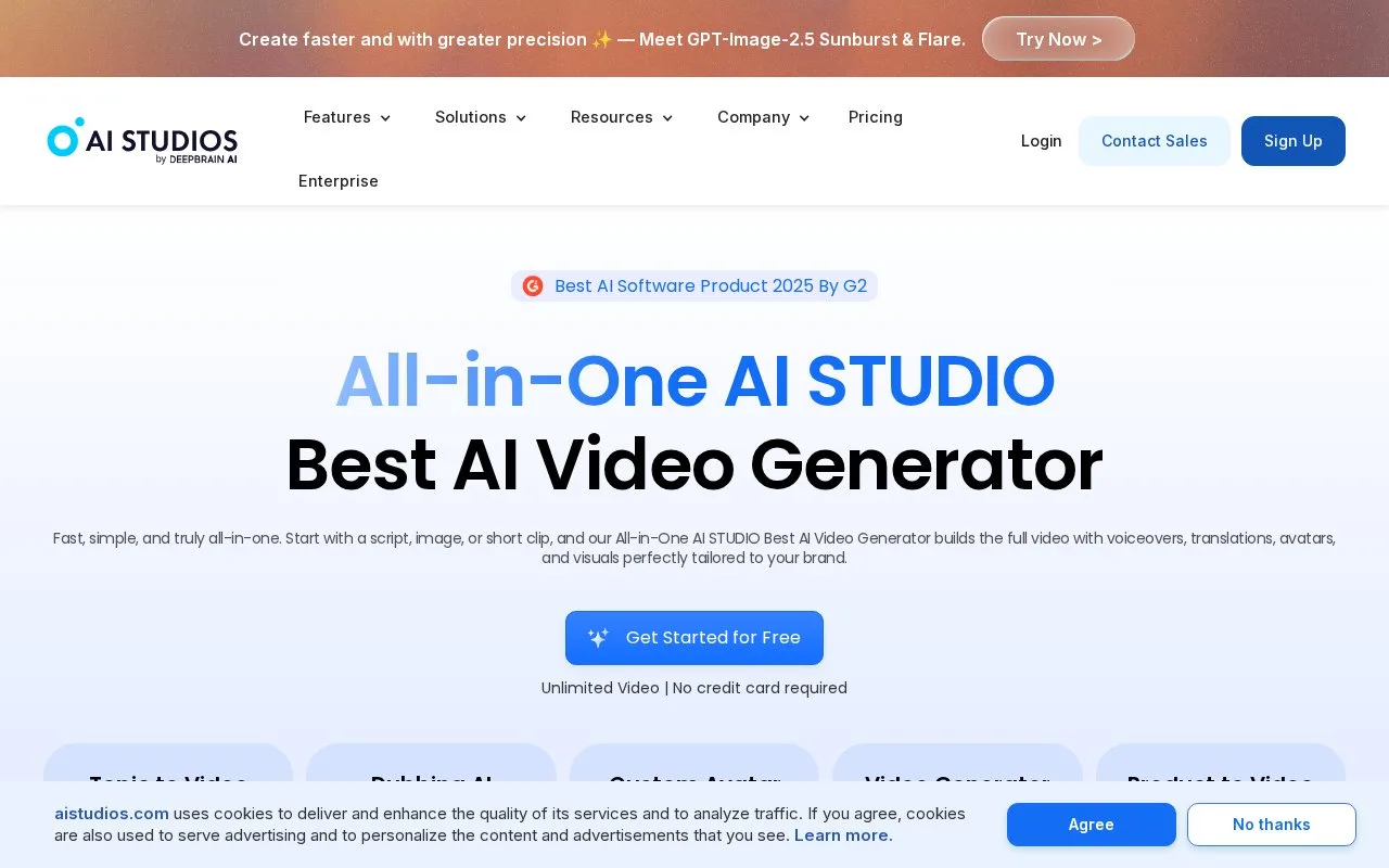 Screenshot of the AI STUDIO homepage
