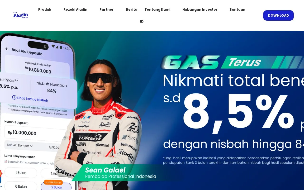 Screenshot of the Bank Aladin homepage