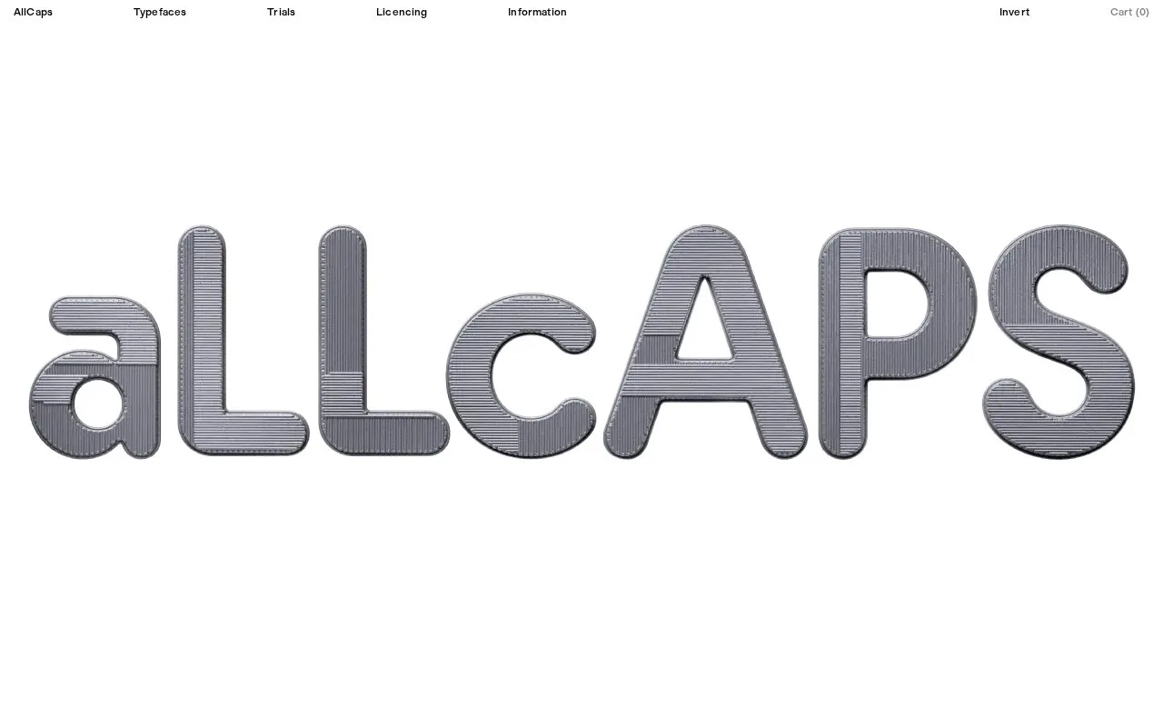 Screenshot of the AllCaps homepage