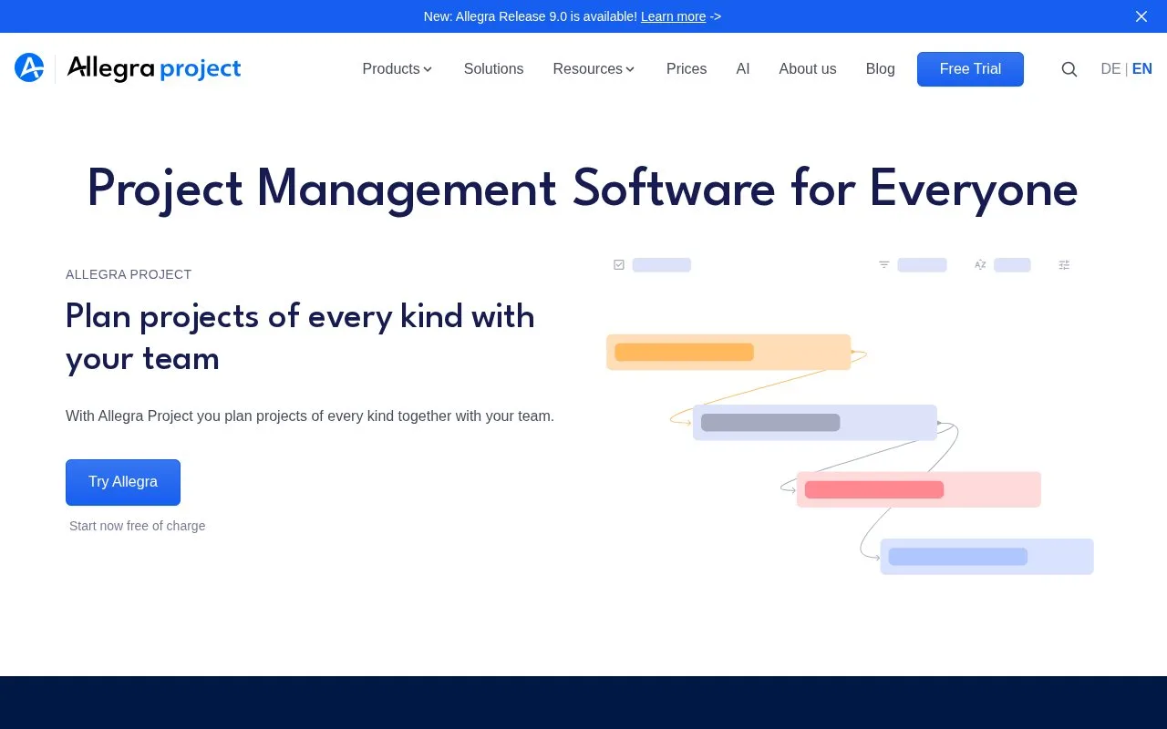 Screenshot of the Allegra Project homepage