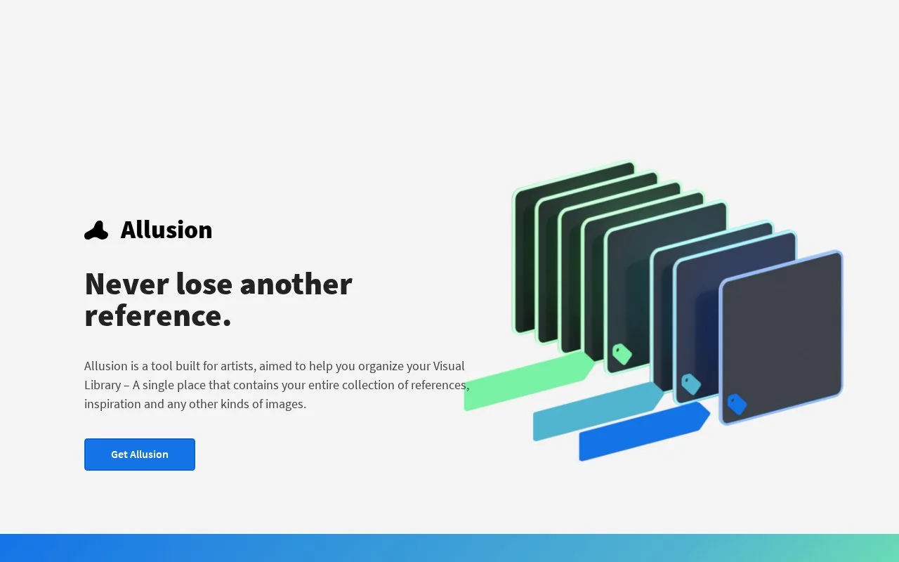 Screenshot of the Allusion homepage