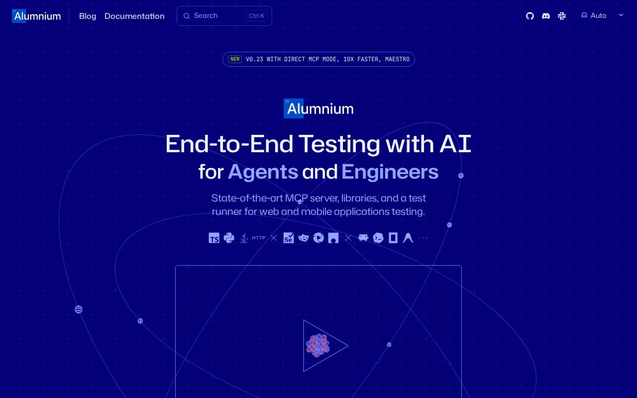 Screenshot of the Alumnium homepage