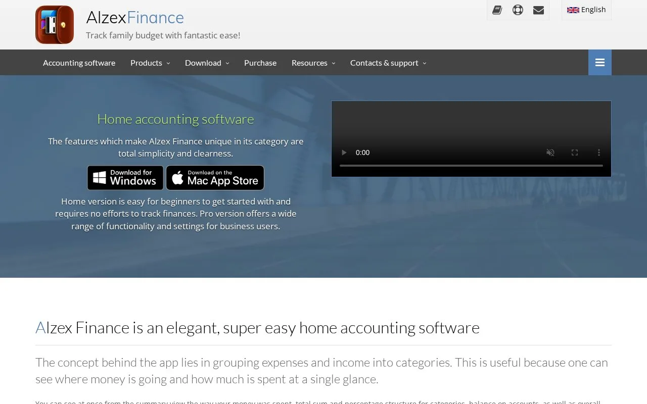 Screenshot of the Alzex Finance homepage
