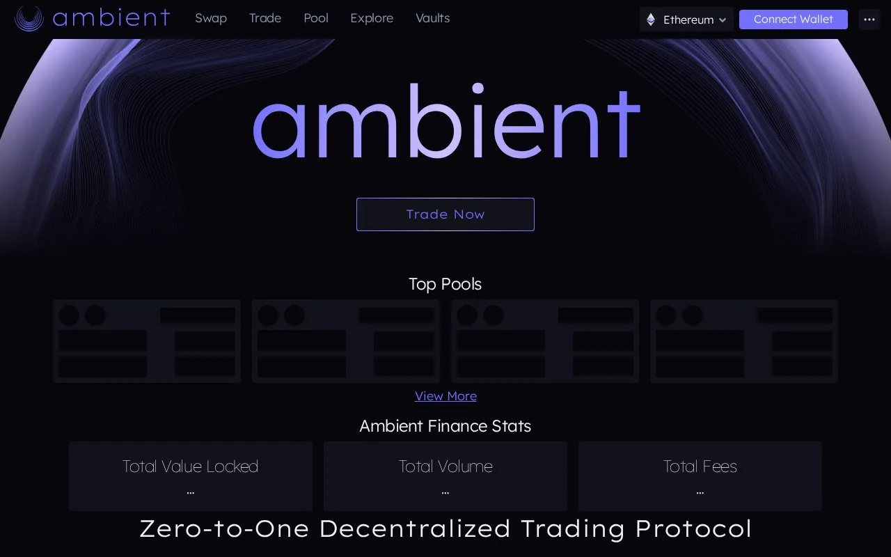 Screenshot of the Ambient homepage