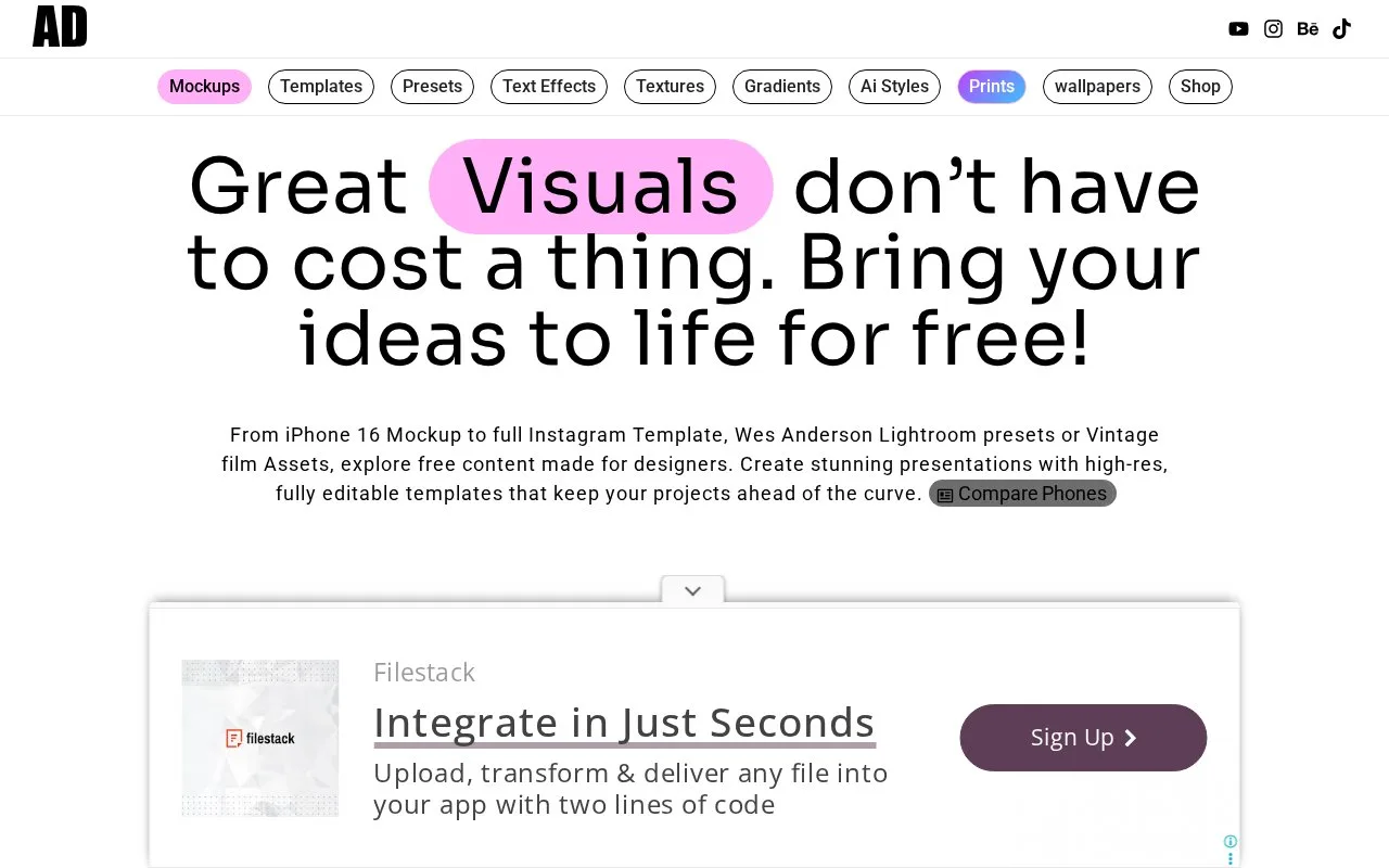 Screenshot of the Anagram Design homepage
