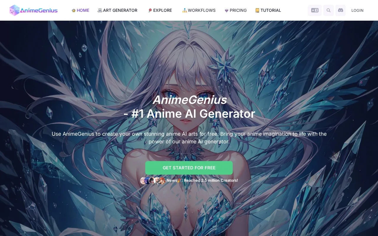 Screenshot of the AnimeGenius homepage