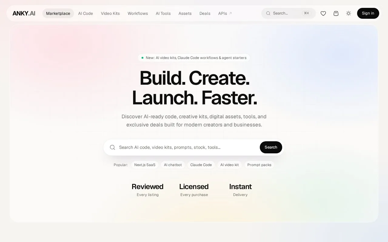 Screenshot of the ANKY.AI homepage