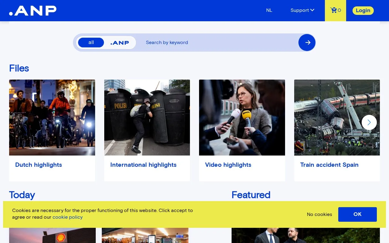 Screenshot of the ANP Foto homepage