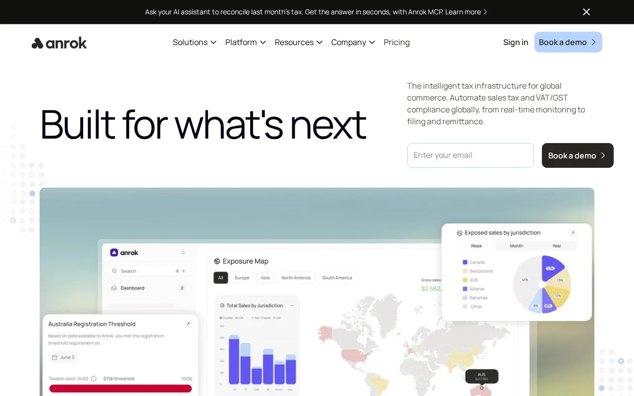Screenshot of the Anrok homepage