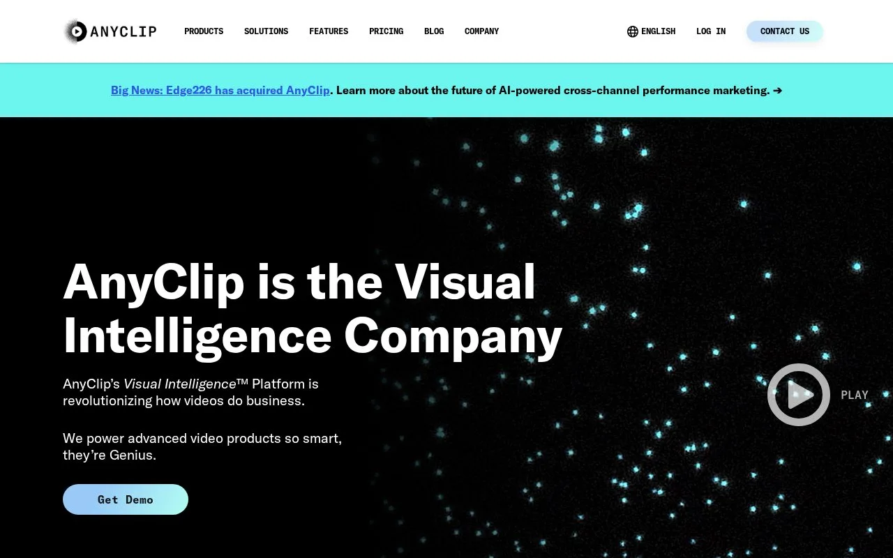 Screenshot of the AnyClip homepage
