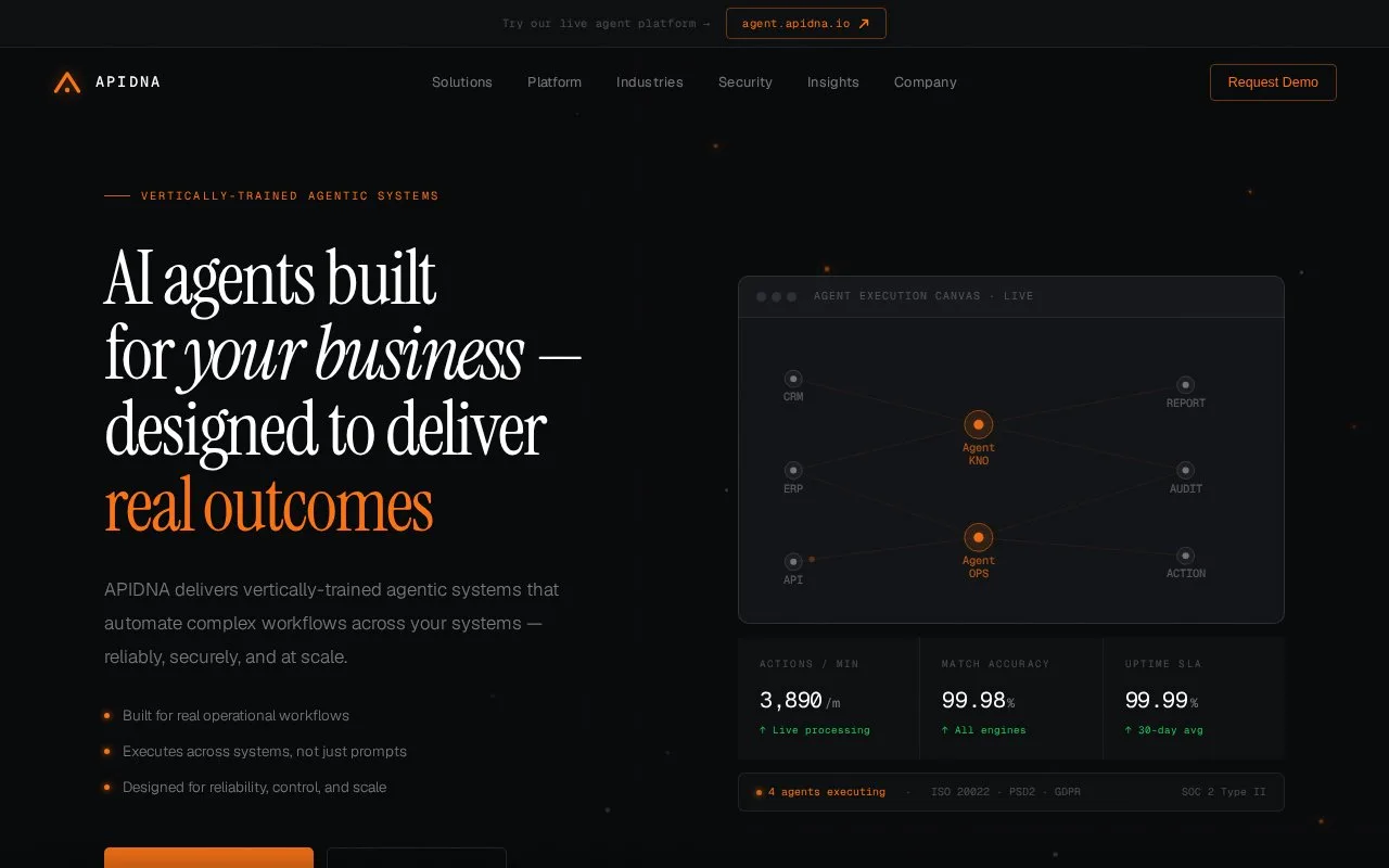 Screenshot of the APIDNA homepage