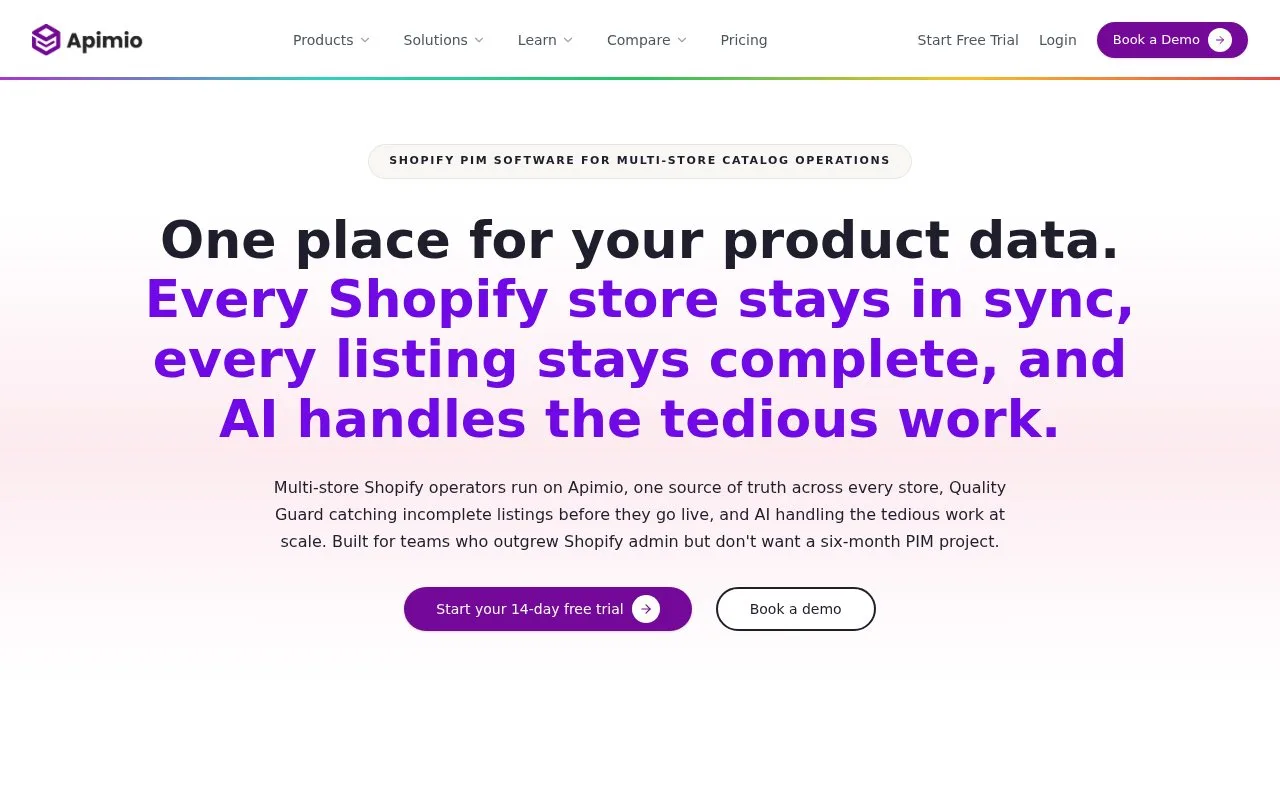 Screenshot of the Apimio homepage