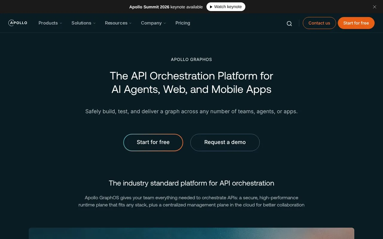 Screenshot of the Apollo GraphOS homepage