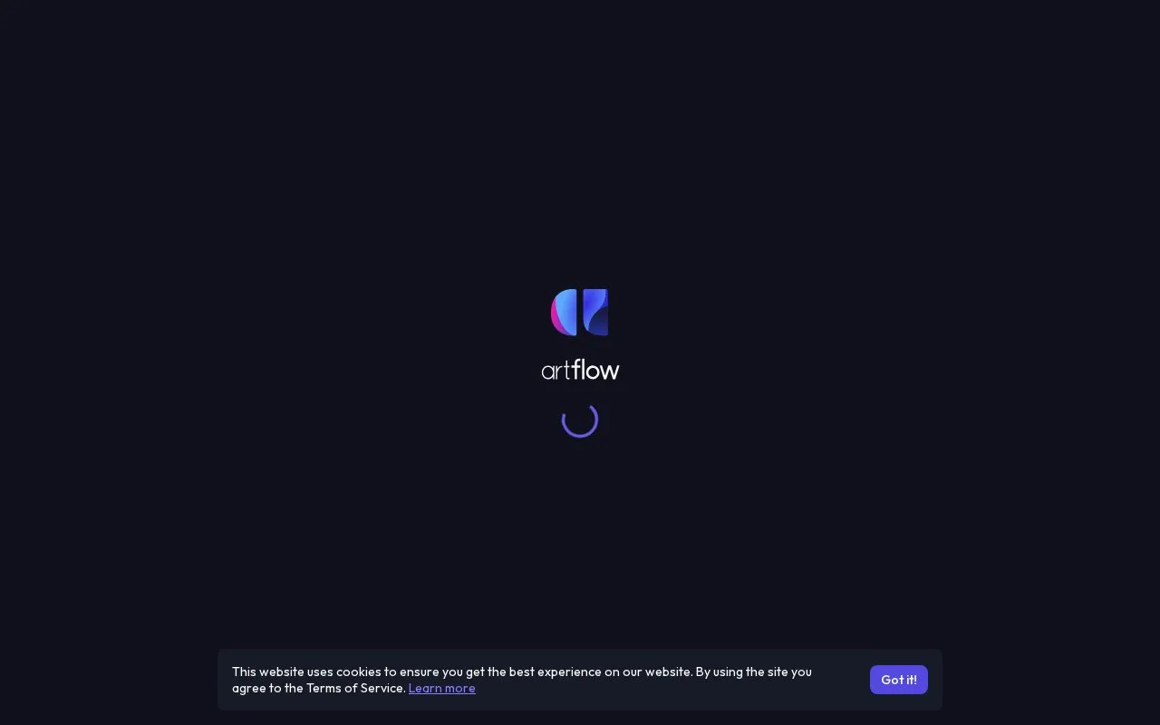 Screenshot of the Artflow homepage