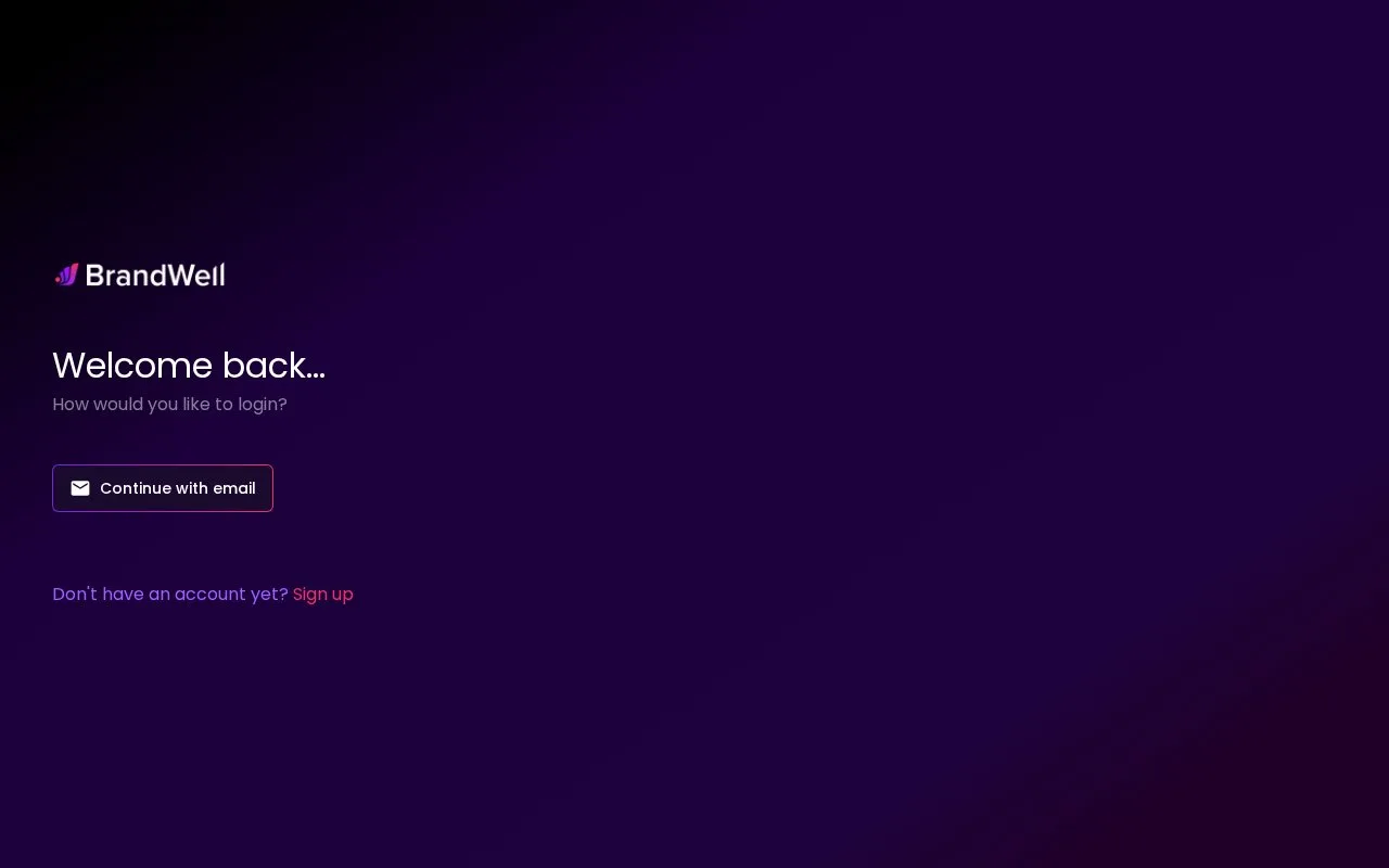 Screenshot of the BrandWell homepage