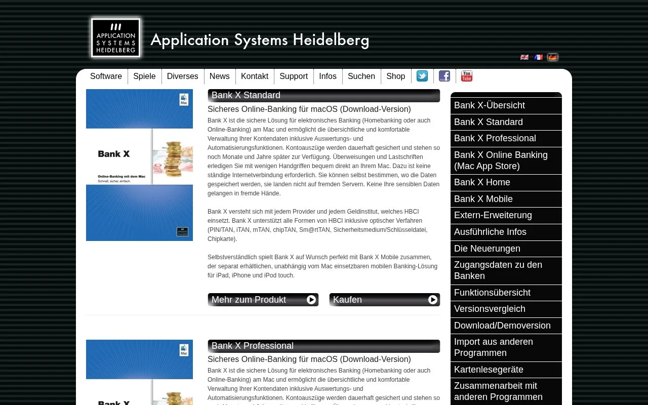 Screenshot of the Bank X homepage