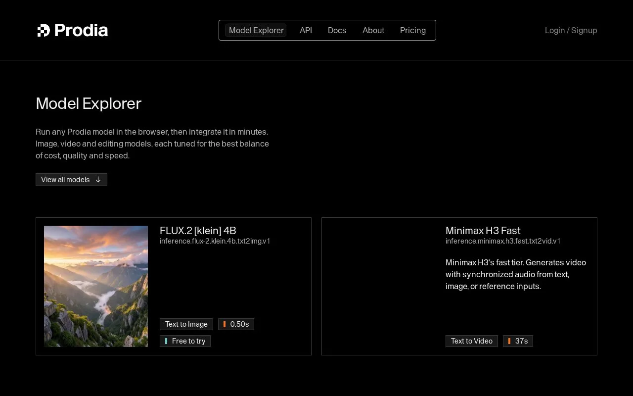 Screenshot of the Prodia homepage