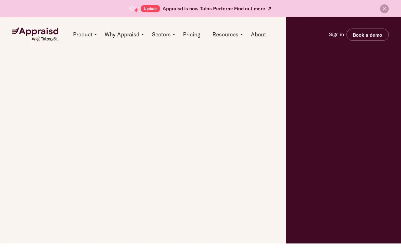 Screenshot of the Appraisd homepage