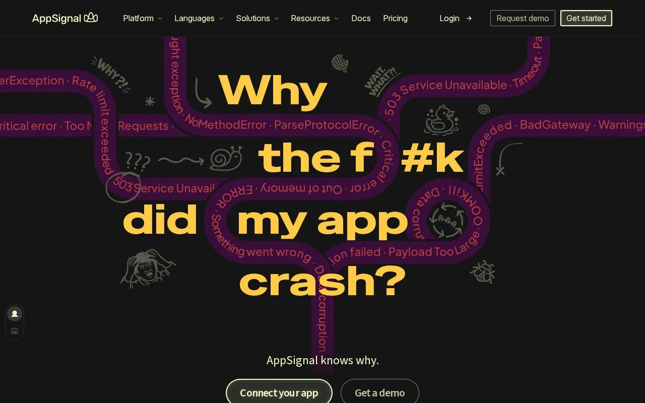 Screenshot of the AppSignal homepage