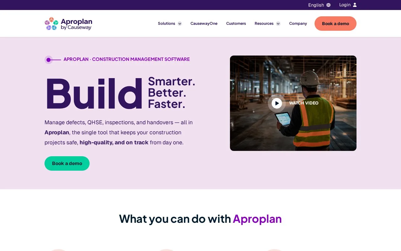 Screenshot of the Aproplan homepage