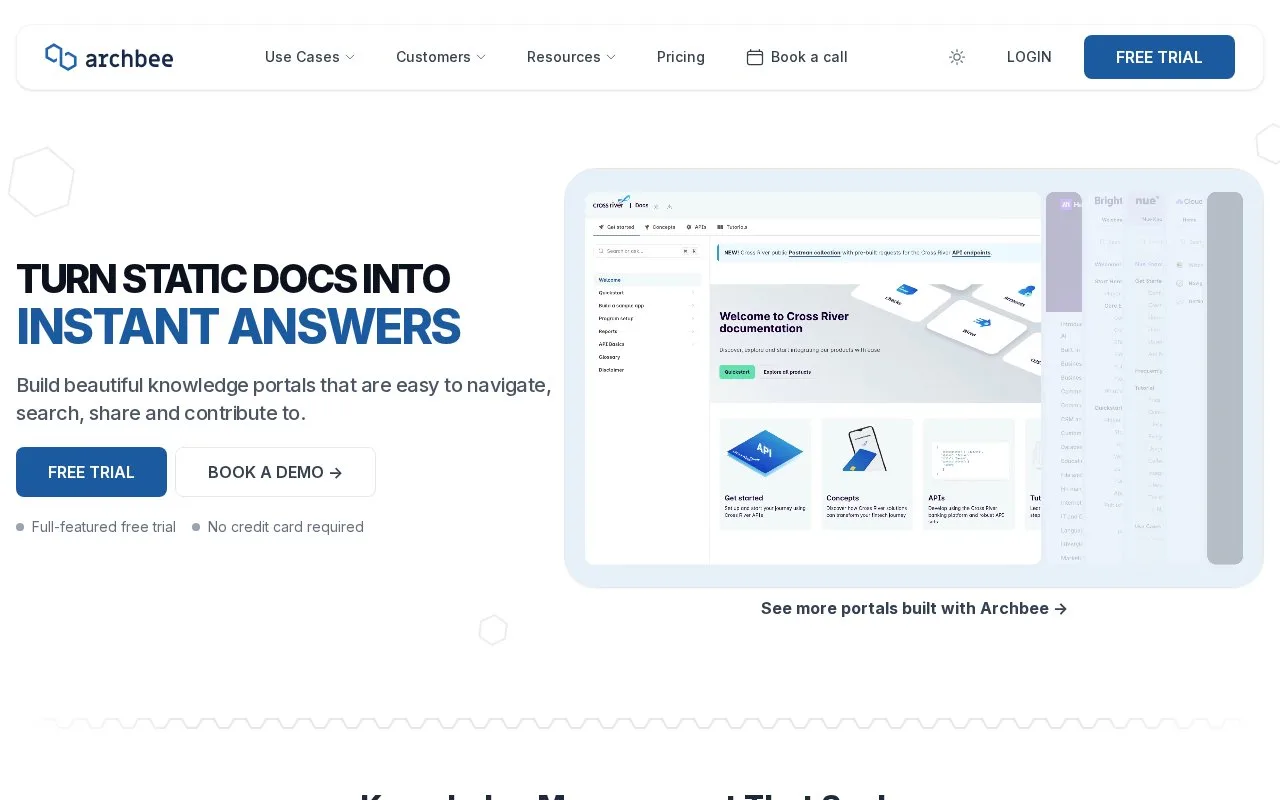 Screenshot of the Archbee homepage