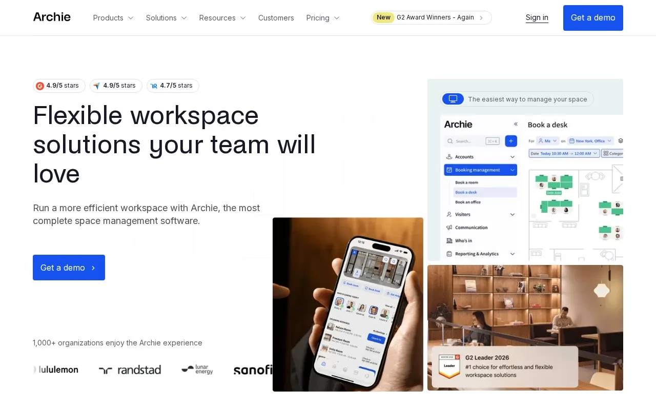 Screenshot of the Archie homepage