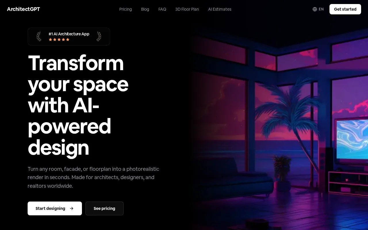 Screenshot of the ArchitectGPT homepage