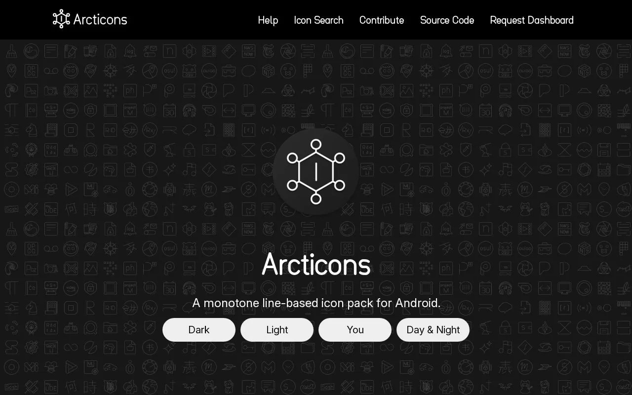 Screenshot of the Arcticons homepage