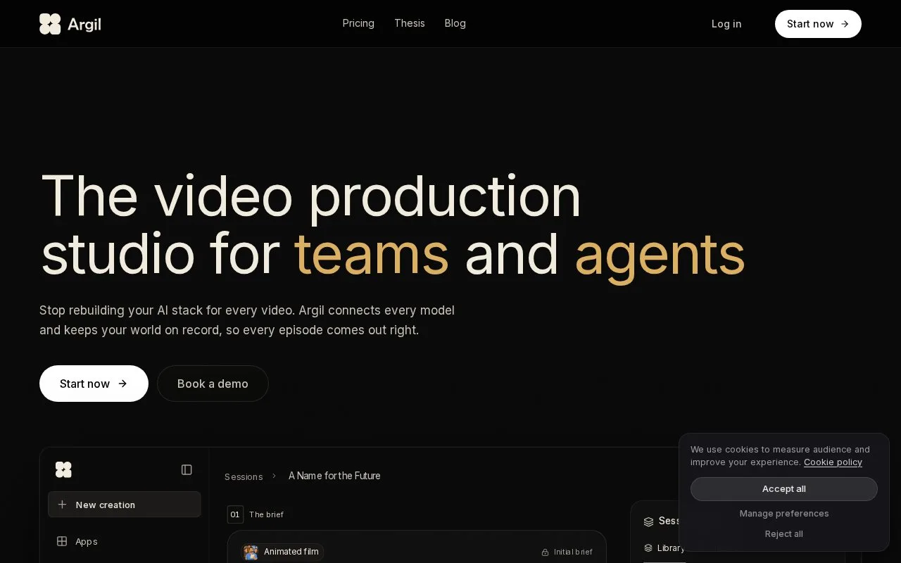 Screenshot of the Argil homepage