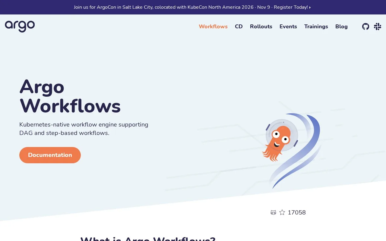 Screenshot of the Argo Workflows homepage