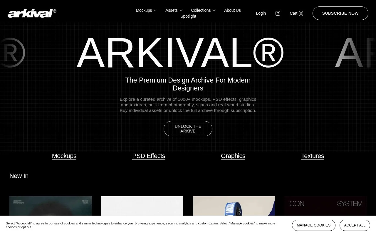 Screenshot of the ARKIVAL homepage
